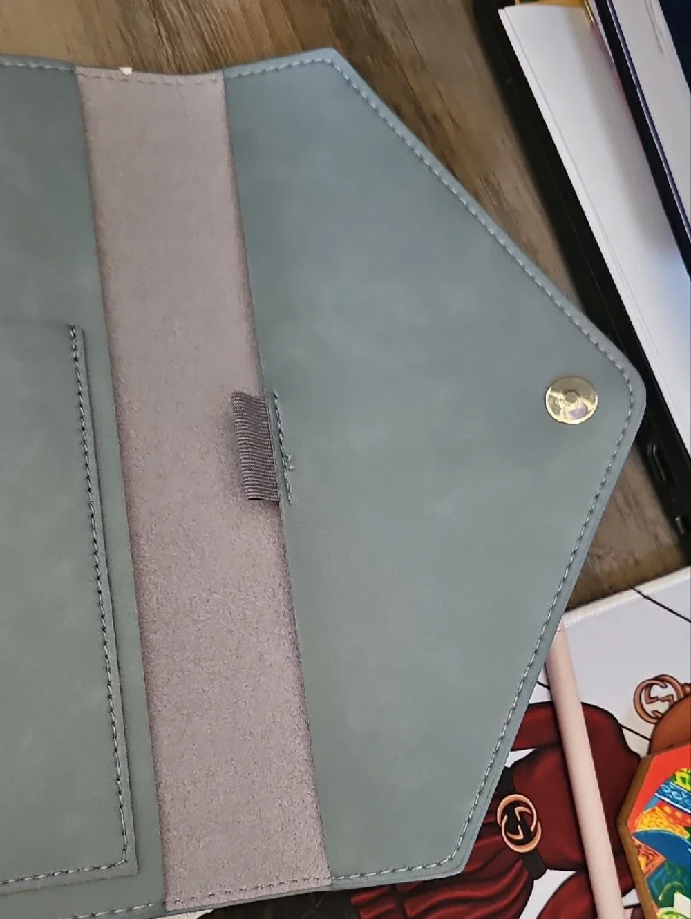 New Erin Condren Slate Blue Leather Folio Notebook